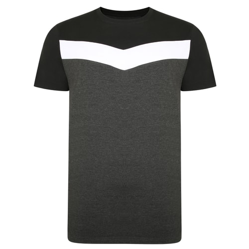 Bigdude Chevron Cut & Sew T-Shirt Charcoal